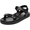 Rihero Women’s Flat Sandals Comfortable Open Toe Adjustable Strap Walking Footbed Sandals(Black Pu)