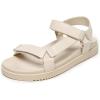 Rihero Women’s Flat Sandals Comfortable Open Toe Adjustable Strap Walking Footbed Sandals(Nude Pu)