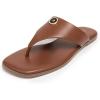 Rihero Women’s Flip Flops Square Toe Thong Flat Sandals Summer Comfortable Slip On Beach Slide Sandals(Mocha)