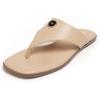 Rihero Women’s Flip Flops Square Toe Thong Flat Sandals Summer Comfortable Slip On Beach Slide Sandals(Nude)