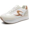 Rihero Women’s Platform Sneakers Casual Lace Up Non Slip Tennis Walking Shoes Comfortable Lightweight Chunky Fashion Sneakers(Beige)