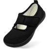 Rihero Womens Slippers Wide Width Diabetic Shoes Edema House Barefoot Walking Shoes Adjustable Indoor Outdoor Slippers(Black)