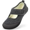 Rihero Womens Slippers Wide Width Diabetic Shoes Edema House Barefoot Walking Shoes Adjustable Indoor Outdoor Slippers(Dark Grey)