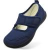 Rihero Womens Slippers Wide Width Diabetic Shoes Edema House Barefoot Walking Shoes Adjustable Indoor Outdoor Slippers(Navy)