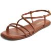 Rihero Women’s Strappy Flat Sandals Summer Lace Up Open Toe Comfortable Slip-On Ankle Strap Sandals(Brown)