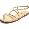 Rihero Women’s Strappy Flat Sandals Summer Lace Up Open Toe Comfortable Slip-On Ankle Strap Sandals(Gold)