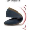 katliu Women Comfort Flats Round Toe Ballet Flats Slip on Walking Flat Shoes(Navy)