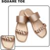katliu Women’s Braided Flat Sandals Two Strap Slide Sandals Open Toe Gold 9