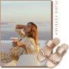 katliu Women’s Braided Flat Sandals Two Strap Slide Sandals Open Toe Gold 9