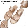katliu Women’s Braided Flat Sandals Two Strap Slide Sandals Open Toe Gold 9