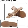 katliu Women’s Braided Flat Sandals Two Strap Slide Sandals Open Toe Gold 9