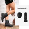 katliu Women’s Combat Boots Lace up Military Ankle Boots Side Zipper Round Toe Booties(Black)