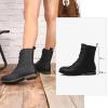 katliu Women’s Combat Boots Lace up Military Ankle Boots Side Zipper Round Toe Booties(Black)