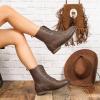 katliu Women’s Combat Boots Lace up Military Ankle Boots Side Zipper Round Toe Booties(Coffee)