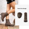 katliu Women’s Combat Boots Lace up Military Ankle Boots Side Zipper Round Toe Booties(Coffee)