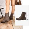 katliu Women’s Combat Boots Lace up Military Ankle Boots Side Zipper Round Toe Booties(Coffee)