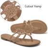 katliu Women’s Flat Sandals Flip Flop Sandals Comfortable Dressy Thong Sandals(Almond)