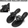 katliu Women’s Flat Sandals Flip Flop Sandals Comfortable Dressy Thong Sandals(Black)