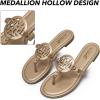 katliu Women’s Flat Sandals Flip Flop Sandals Comfortable Dressy Thong Sandals(Gold)
