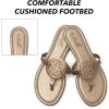 katliu Women’s Flat Sandals Flip Flop Sandals Comfortable Dressy Thong Sandals(Gold)