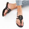 katliu Women’s Flat Sandals Flip Flop Sandals Comfortable Dressy Thong Sandals(Rich Black)