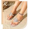 katliu Women’s Flat Sandals Flip Flop Sandals Comfortable Dressy Thong Sandals(Silver)