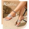 katliu Women’s Flat Sandals Flip Flop Sandals Comfortable Dressy Thong Sandals(Silver)