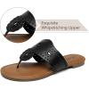 katliu Women’s Flat Sandals Flip Flop Sandals Dressy Thong Sandals(A-black)