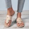 katliu Women’s Flat Sandals Flip Flop Sandals Dressy Thong Sandals(Almond)