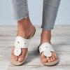 katliu Women’s Flat Sandals Flip Flop Sandals Dressy Thong Sandals(White)