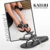 katliu Women’s Flat Sandals Flip Flop Thong Sandals Cute Dressy Sandals(Black)