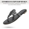 katliu Women’s Flat Sandals Flip Flop Thong Sandals Cute Dressy Sandals(Black)