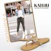 katliu Women’s Flat Sandals Flip Flop Thong Sandals Cute Dressy Sandals(Brown)