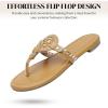 katliu Women’s Flat Sandals Flip Flop Thong Sandals Cute Dressy Sandals(Brown)