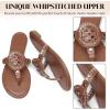 katliu Women’s Flat Sandals Flip Flop Thong Sandals Cute Dressy Sandals(Dark Brown)