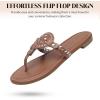 katliu Women’s Flat Sandals Flip Flop Thong Sandals Cute Dressy Sandals(Dark Brown)