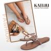 katliu Women’s Flat Sandals Flip Flop Thong Sandals Cute Dressy Sandals(Dark Brown)