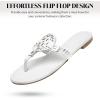 katliu Women’s Flat Sandals Flip Flop Thong Sandals Cute Dressy Sandals(White)