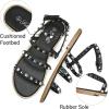 katliu Women’s Flat Sandals Strappy Studded Sandals Gladiator Sandals with Ankle Strap(Black)