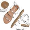 katliu Women’s Flat Sandals Strappy Studded Sandals Gladiator Sandals with Ankle Strap(Clear)