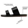 katliu Women’s Flat Sandals Two Strap Slide Sandals Open Toe(All Black)