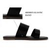 katliu Women’s Flat Sandals Two Strap Slide Sandals Open Toe(All Black)
