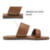 katliu Women’s Flat Sandals Two Strap Slide Sandals Open Toe(Brown)