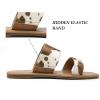 katliu Women’s Flat Sandals Two Strap Slide Sandals Open Toe(Cow Print Brown)