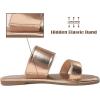 katliu Women’s Flat Sandals Two Strap Slide Sandals Open Toe(Rose Gold)