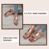 katliu Women’s Flat Sandals Two Strap Slide Sandals Open Toe(Rose Gold)
