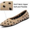 katliu Women’s Flats Knit Comfort Pointed Toe Ballet Flats Shoes Casual Slip On Shoes(Tan)