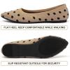 katliu Women’s Flats Knit Comfort Pointed Toe Ballet Flats Shoes Casual Slip On Shoes(Tan)