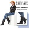 katliu Women’s Slouchy Mid Calf Boots Zip up Flat Boots(Black)