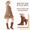 katliu Women’s Slouchy Mid Calf Boots Zip up Flat Boots(Brown)